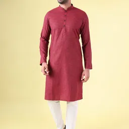 AURIK Men Solid Linen Kurta with Trouser-picture-46