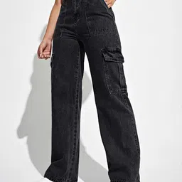 Glossia Women Comfort Wide Leg High-Rise Light Fade Acid Wash Stretchable Jeans-picture-9