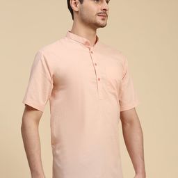 SKAVIJ Mandarin Collar Cotton Short Straight Kurta-image-2
