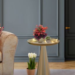 Metalsmith Gold Toned Glossy Round Bedside Table-31