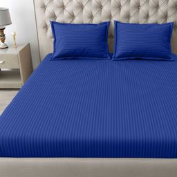 MAFATLAL Blue Striped Cotton 210 TC King Bedsheet Set-image-20