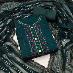 Blissta Ethnic Motifs Sequinned Embroidered Unstitched Dress Material-image-33