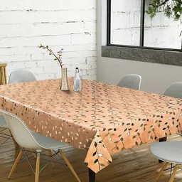 Dakshya Industries Brown Floral Waterproof Plastic 6-Seater Table Cover-image-86