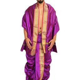 Exotic India Men Ready to Wear Dhoti And Veshti Set-image-86
