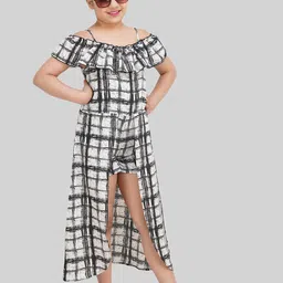 BEING NAUGHTY Girls Checked Shoulder Straps Fit & Flare Midi Dress-image-56