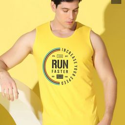 WOOSTRO Pack Of 2 Printed Combed Cotton Gym Vests VWS26(RUN YELLOW)(ENJOY OLIVE)-image-95