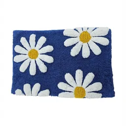Aura Navy Blue & White Patterned Anti-Skid 1800 GSM Cotton Bath Rugs-image-48