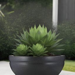 Go Hooked Lotus Bowl Black & Green Lightweight Planter-42