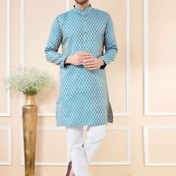 See Designs Ethnic Motifs Woven Design Long Sleeves Regular Pure Silk Straight Kurta-image-34