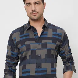 Mufti Men Spread Collar Abstract Printed Cotton Slim Fit Casual Shirt-image-20