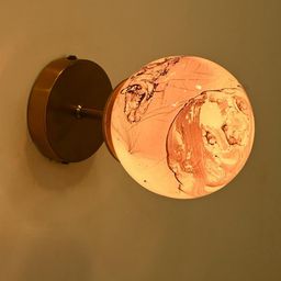 SOMIL Brown & White Printed Glass Cylinder Shaped Wall Lamp-3