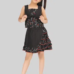 BEING NAUGHTY Girls Printed Square Neck Top With Skirt-9