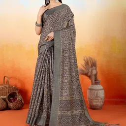 KALINI Geometric Printed Zari Tissue Saree-image-47
