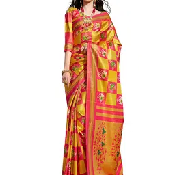 KALINI Ethnic Motifs Printed Saree With Tasseled-image-45
