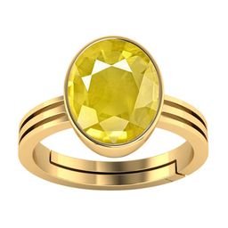 VISHVMA Gold-Plated 11.00 Ratti to 11.50 Ratti Sapphire Gemstone-Studded Finger Ring-picture-14