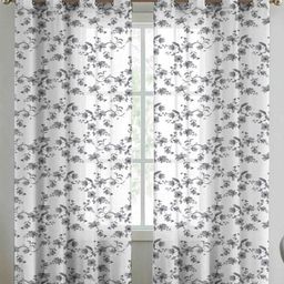 Aura White & Grey 2 Pieces Floral Printed Long Door Curtain-image-46