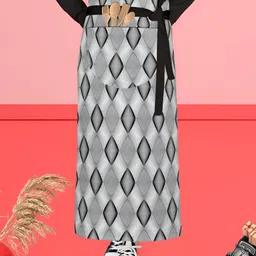 ArtzFolio White & Grey Printed Cotton Waist Apron-picture-25