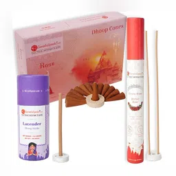 GaneshaSpeaks 130-Pcs Brown Rose Dhoop Cones, Incense Sticks & Lavender Dhoop Sticks-image-94