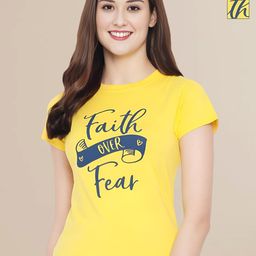 Mast & Harbour Women Typography 2 Printed Applique T-shirt-image-97