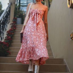 ODHANON Women Floral Print Tiered Fit & Flare Midi Dress brunch get together-image-14
