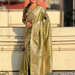 Parampara Ethnic Motifs Zari Woven Design Banarasi Saree-picture-22