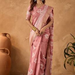 Saree mall Floral Zari Block Print Ready to Wear Sarees-53