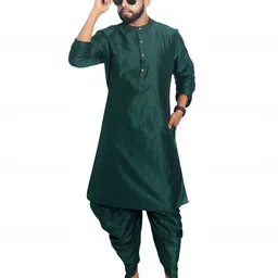 House of Aqss Band Collar Silk Straight Kurta-picture-14