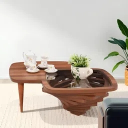 Royaloak Brown HDF & Tempered Glass Coffee Table-17