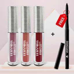 VERYMISS Set Of 4 8 To 8 Lipstick-1.6 ml Each-Cordovan-Caffe Latte-Vintage Wine With Kajal-picture-16