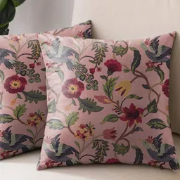 Aura Rose & Pink Set of 2 Floral Square Cushion Covers-97