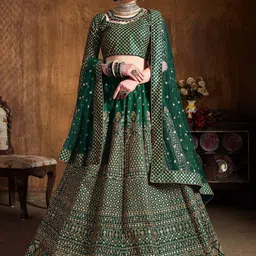 DIVASTRI Embroidered Sequinned Semi-Stitched Lehenga & Unstitched Blouse With Dupatta-picture-13