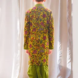 Mamma's Bear Boys Floral Printed Gotta Patti Pure Cotton Kurta with Dhoti Pants-20