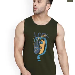 SLOWLORIS Men Pack Of 2 Printed Bio-Wash Combed Cotton Gym Vests-picture-3