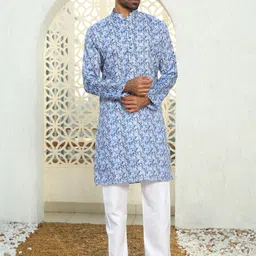 KRAFT INDIA Men Floral Printed Regular Kurta with Pyjamas-image-83