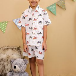 Superminis Boys Printed Shirt with Shorts-17