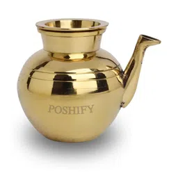 POSHIFY Brass Kalash with Pipe and Lid - Puja Kalash-51
