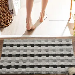 Pano Grey Color-Block Anti Skid 2000 GSM Bath Rugs-9
