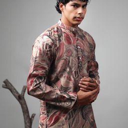 Rawayi Men Abstract Printed Festive Straight Kurta-image-35