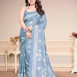 MAGNEITTA Floral Pure Chiffon Saree-picture-11