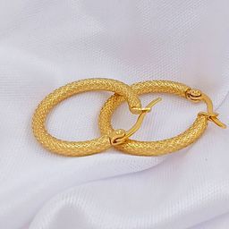 Saizen Stainless Steel Gold-Plated Circular Shaped Hoop Earrings-image-29
