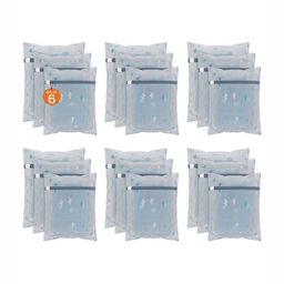 Aura 18Pcs White & Blue Cactus-Printed Reusable Mesh Laundry Bags With Zipper-22