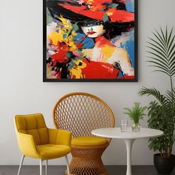 999Store Red & Yellow Woman Portrait Canvas Wall Art-image-73