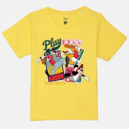 YK Disney Boys Mickey Mouse Printed Pure Cotton Applique Regular Fit T-shirt-image-83