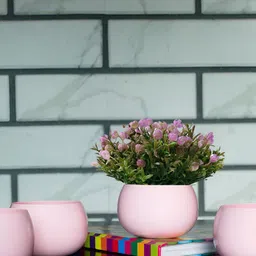 Decorcity 4Pcs Pink Metal Round Planters-picture-54