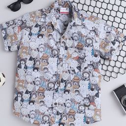 BAATCHEET Boys Printed Spread Collar Cotton Shirt-image-67