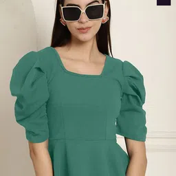 Metronaut Women Pack Of 2 Puff Sleeve Peplum Top-picture-35