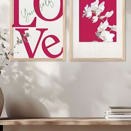 Kotart White & Pink 2 Pieces Floral and Botanical Wooden Wall Arts-picture-24