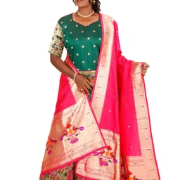 Avishya Woven Design Sweetheart Neck Zari Silk Semi-Stitched Lehenga & Blouse With Dupatta-44