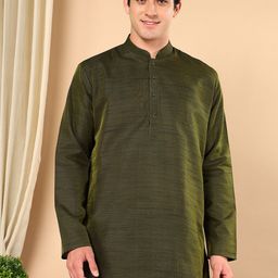 TATTVA Geometric Woven Design Mandarin Collar Straight Short Kurta-image-44