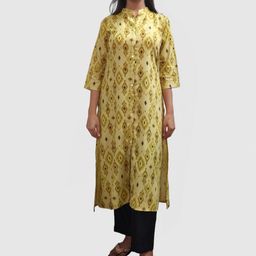 Artisan Glory Printed Mandarin Collar Viscose Rayon Kurta With Trousers-picture-22